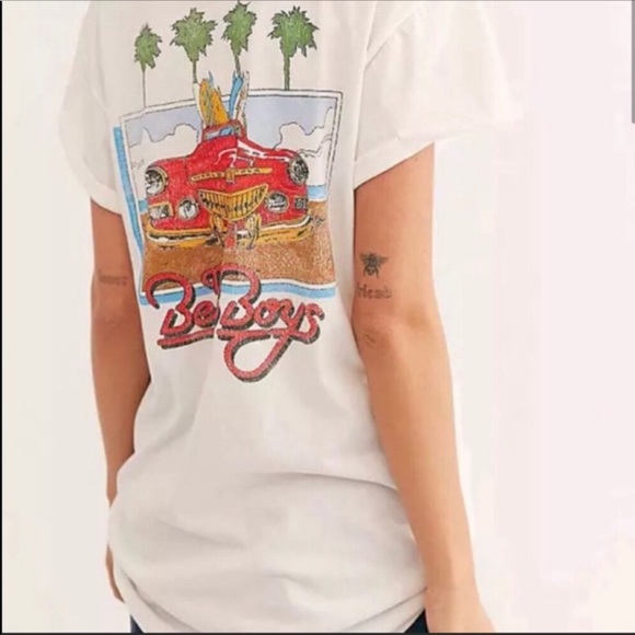 Tops - #90 CLOSEOUT SALE! New! Beach Boys Band Tour White Graphic Tee